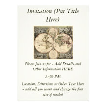 Antique World Map by Nicolao Visscher, circa 1690 Custom Invitation