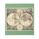 Antique World Map by Nicolao Visscher, circa 1690 Memo Note Pad
