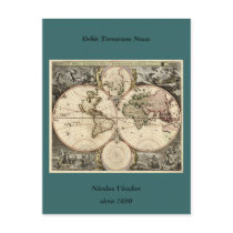 Antique World Map by Nicolao Visscher, circa 1690 Postcards