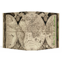 Antique World Map by Philipp Eckebrecht - 1630 3 Ring Binders