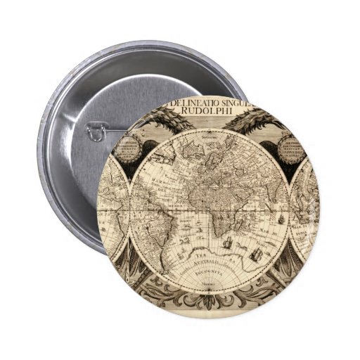 Antique World Map by Philipp Eckebrecht - 1630 Button