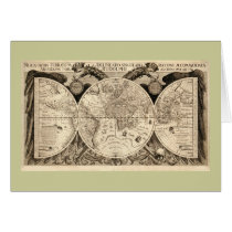 Antique World Map by Philipp Eckebrecht - 1630 Greeting Cards