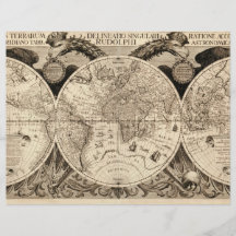 Antique World Map by Philipp Eckebrecht - 1630 Flyers