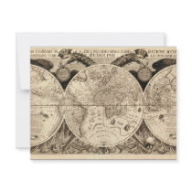 Antique World Map by Philipp Eckebrecht - 1630 Invite