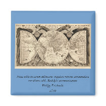 Antique World Map by Philipp Eckebrecht - 1630 Magnets