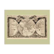 Antique World Map by Philipp Eckebrecht - 1630 Postcards