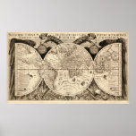 Antique World Map by Philipp Eckebrecht - 1630 Poster