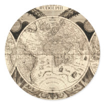 Antique World Map by Philipp Eckebrecht - 1630 Round Stickers