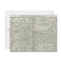 Antique World Map by Sebastian Münster circa 1560 Personalized Announcements