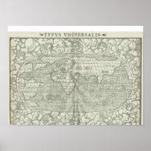 Antique World Map by Sebastian Münster circa 1560 Print