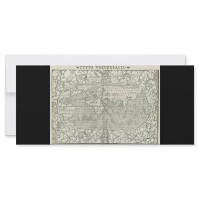 Antique World Map by Sebastian Münster circa 1560 Personalized Rack Card by ZephyrusBooks