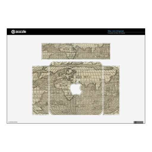 Antique World Map by Sebastian Münster circa 1560 Decals For The Mac Mini