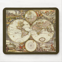 Antique World Map, c. 1680. By Frederick de Wit Mousepads