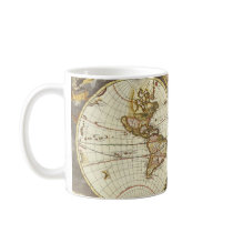Antique World Map, c. 1680. By Frederick de Wit Coffee Mug