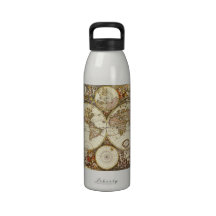 Antique World Map, c. 1680. By Frederick de Wit Reusable Water Bottles