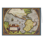 Antique World Map of the Americas, 1570 Greeting Cards