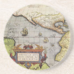 Antique World Map of the Americas, 1570 Beverage Coaster Antique World Map of the Americas, 1570 Beverage Coaster