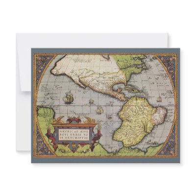 Antique World Map of the Americas, 1570 Personalized Invite by YesterdayCafe