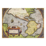 Antique World Map of the Americas, 1570 Custom Invites