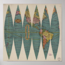 Antique World Map Rand McNally 1891 posters