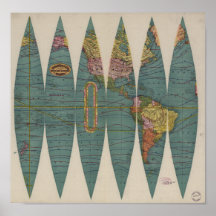 Antique World Map Rand McNally 1891 Poster