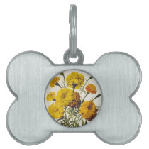 Antique Yellow Flowers Pet ID Tags