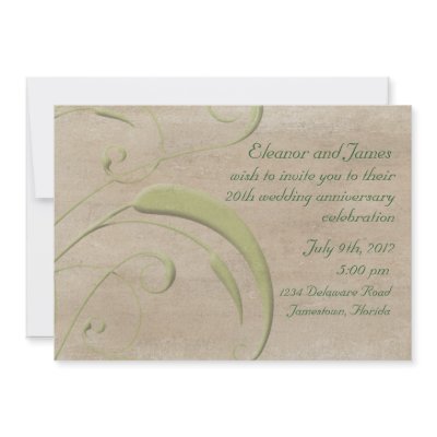 Antiqued Embossed Green Leaf Fronds Template Invitation by OneBigSky