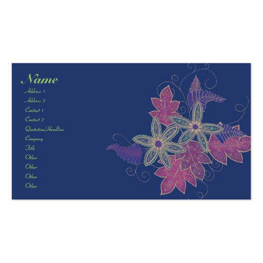 Antiqued Floral Business Cards (front side)