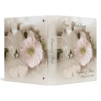 Antiqued Gerber Daisy & Hearts Wedding 1" Binder