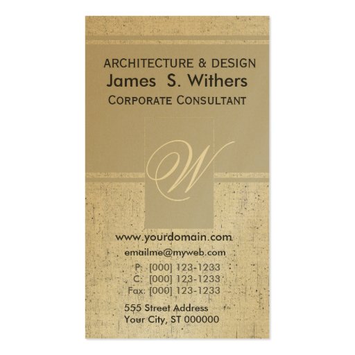 Antiqued Golden Aged  Contemporary Business Card Templates (front side)
