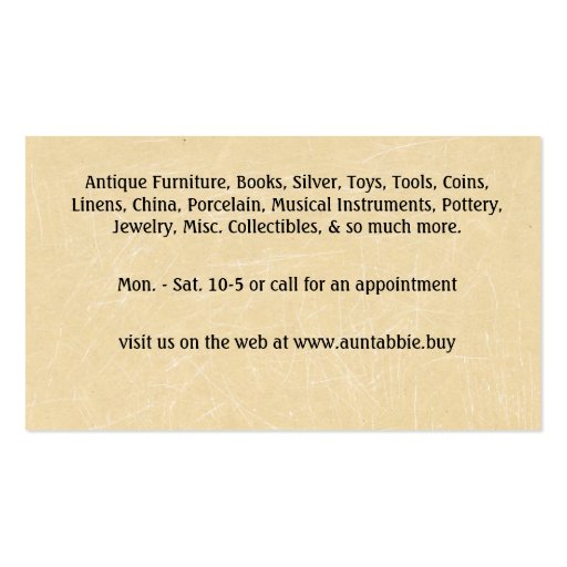 Antiques Auctions Estate Sales Business Card Template (back side)
