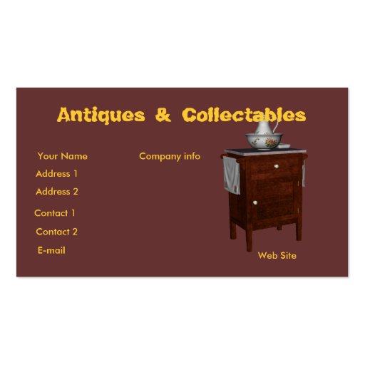 Antiques & collectables business card templates (front side)