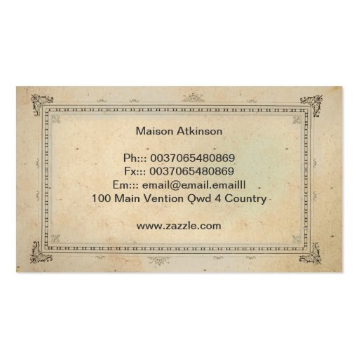 antiques shop or collectibles business card (back side)