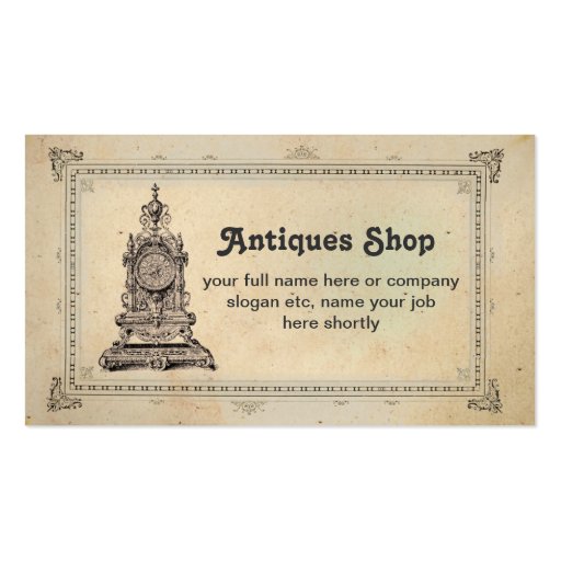 antiques shop or collectibles business card (front side)