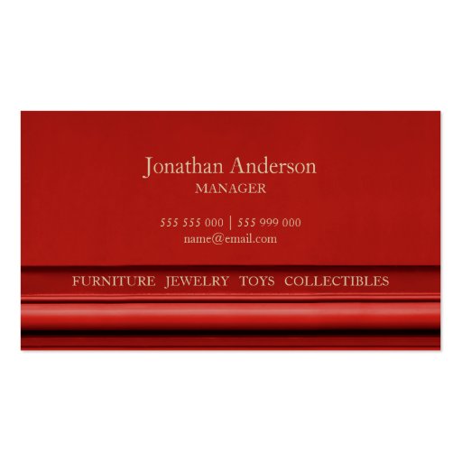 Antiques Store business card (back side)