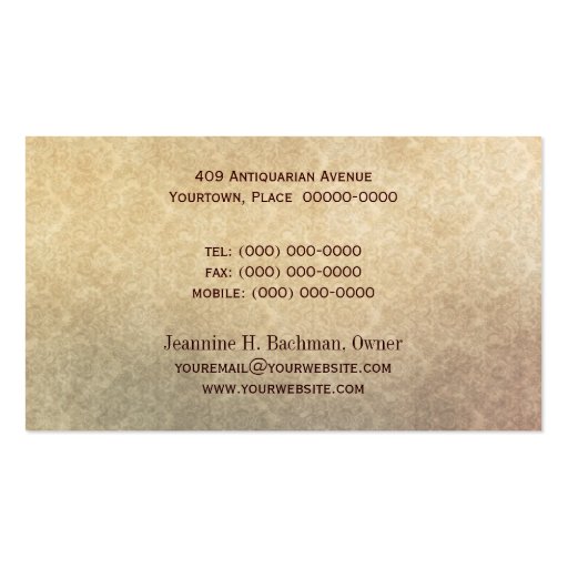 Antiquity Parchment Damask Business Cards (back side)