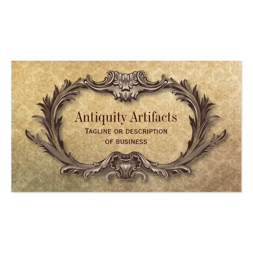 Antiquity Parchment Damask Business Cards (front side)