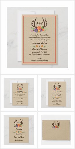 Antlers and flowers wedding collection