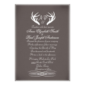 Antlers Elegant Rustic Wedding Invitations Gray