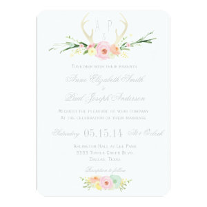 Antlers floral wedding invitation 5