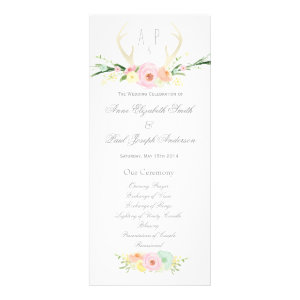 Antlers floral Wedding Program Rack Cards