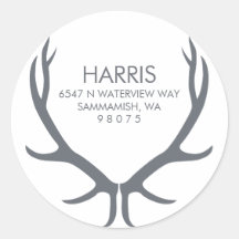 Antlers Return Address Label Round Sticker