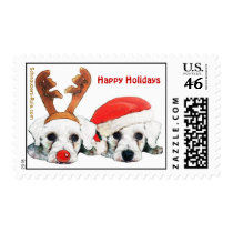 Antlers Santa Hat Schnauzers Postage Stamps