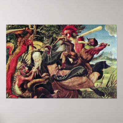 Antonius Altar Left Wing Outside: Demons Tormentin Print by Artcollection