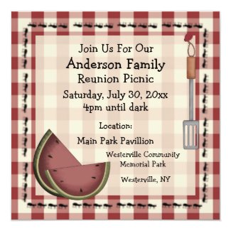 Ants and Watermelon Summer Picnic Invitation