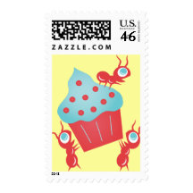 Ants Carrying a Cupcake Postage Stamps