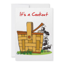 Ants with Picnic Basket  Cookout Invitation