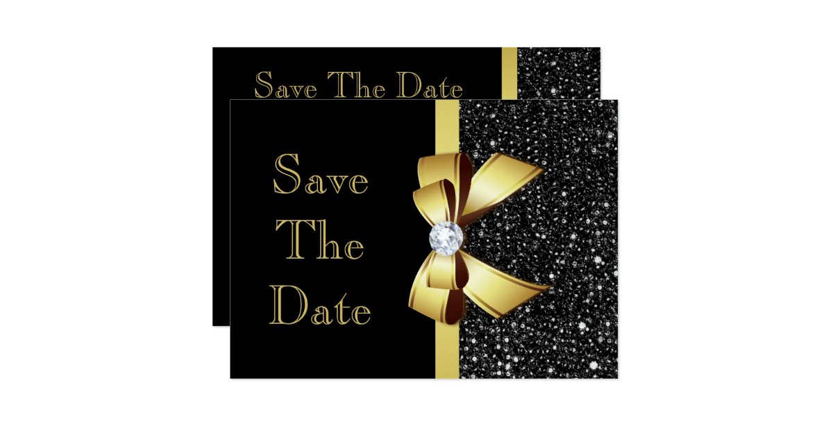 any age birthday save the date black and gold card zazzle birthday save the date cards