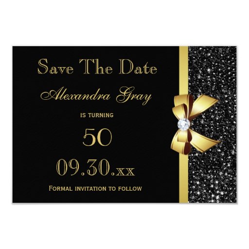 Any Age Birthday Save The Date Black and Gold Card | Zazzle