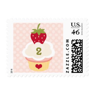 Any Age Strawberry Cupcake Birthday Postage Stamps